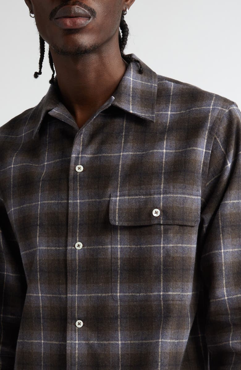 De Bonne Facture Plaid Long Sleeve Camp Shirt, Alternate, color, 