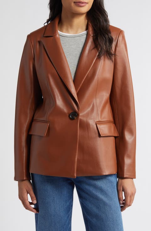 Faux Leather Blazer
