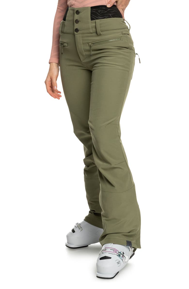 Roxy Rising High Waterproof Shell Snow Pants, Alternate, color, Deep Lichen Green