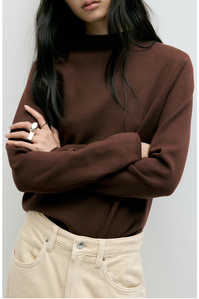 Mock Neck Sweater, Main, color, CHOCOLATE