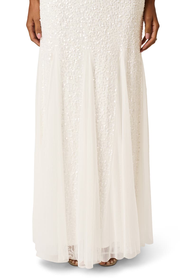 Beaded Godet Mermaid Gown, Alternate, color, IVORY