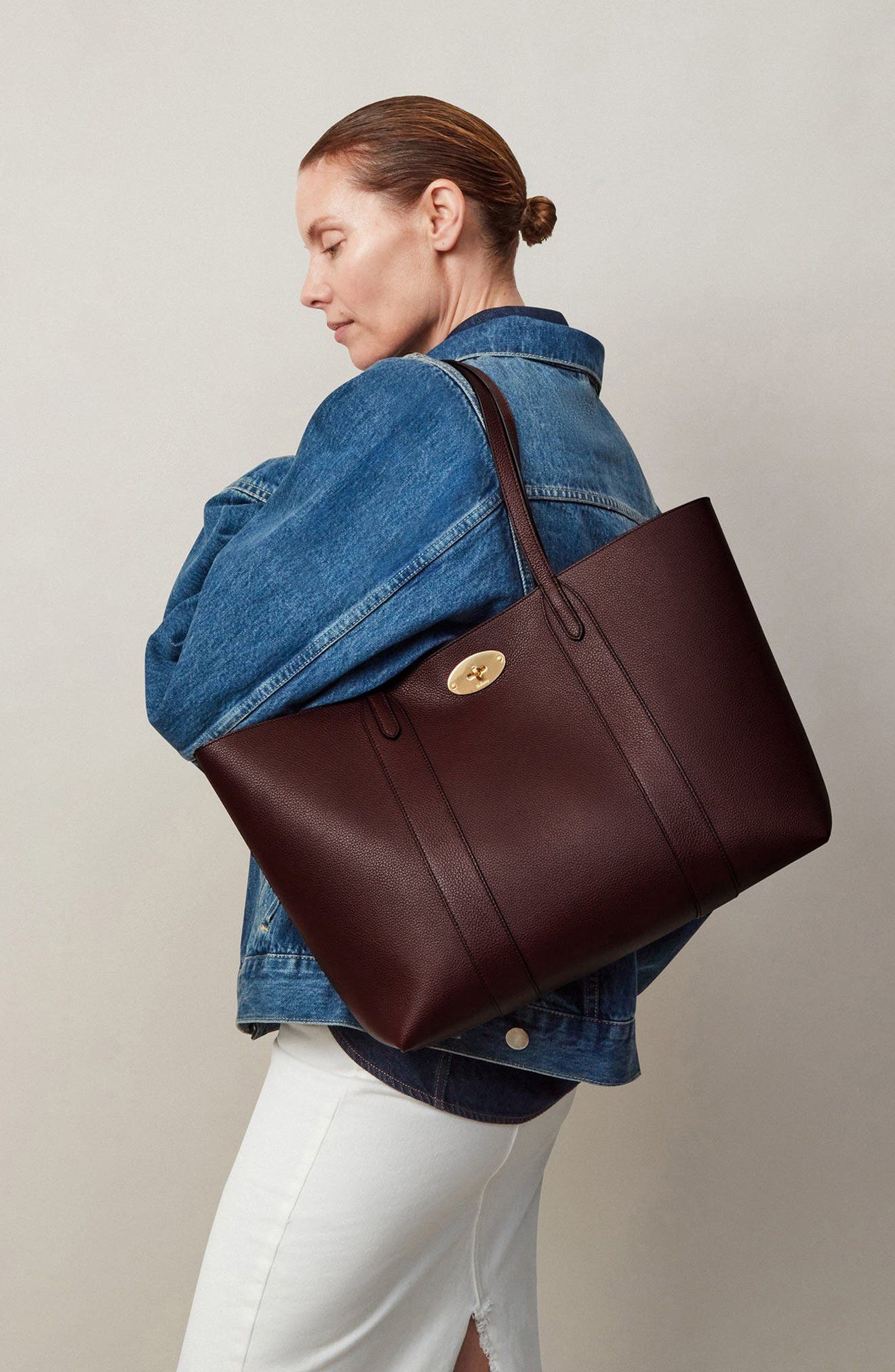 Bayswater Leather Tote, Alternate, color, BURGUNDY-OXFORD BLUE