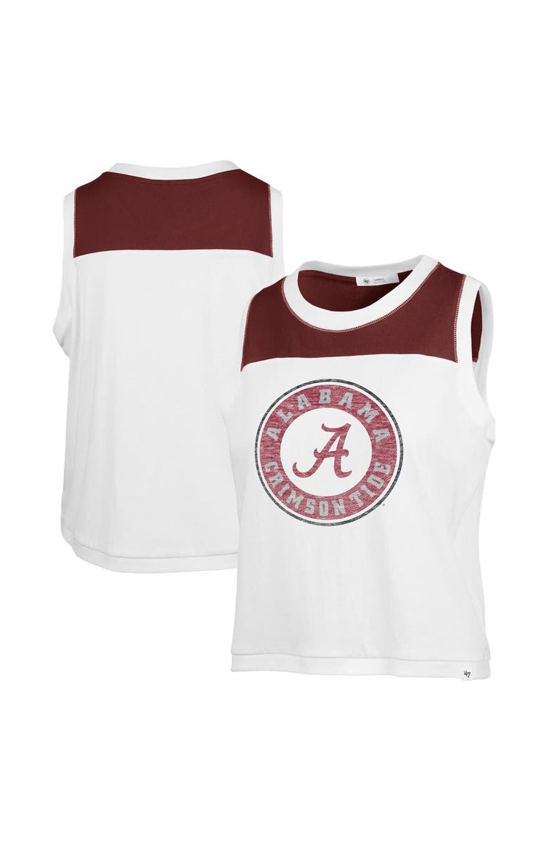 '47 Women's '47 White Alabama Crimson Tide Premier Zoey Waist Length Tank Top, Main, color, White