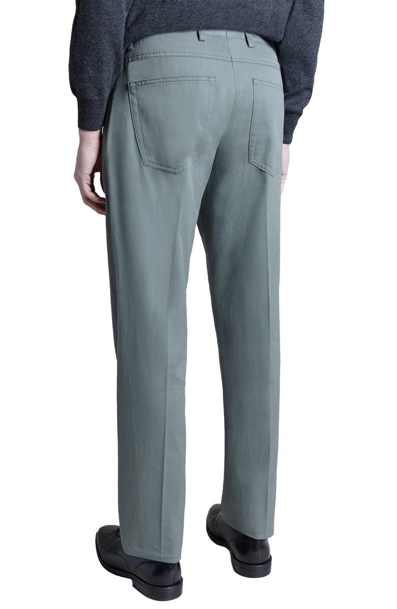 Santorelli Flat Front Cotton & Cashmere Pants, Alternate, color, Sage