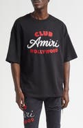 AMIRI Oversize Crystal Embellished Club Amiri Appliqué T-Shirt