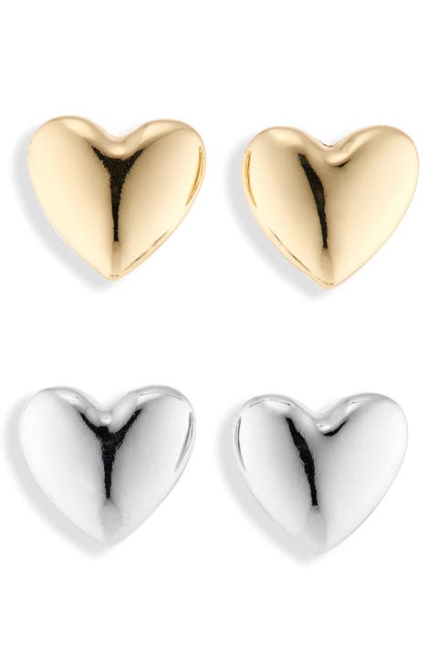 2-Pack Heart Stud Earrings