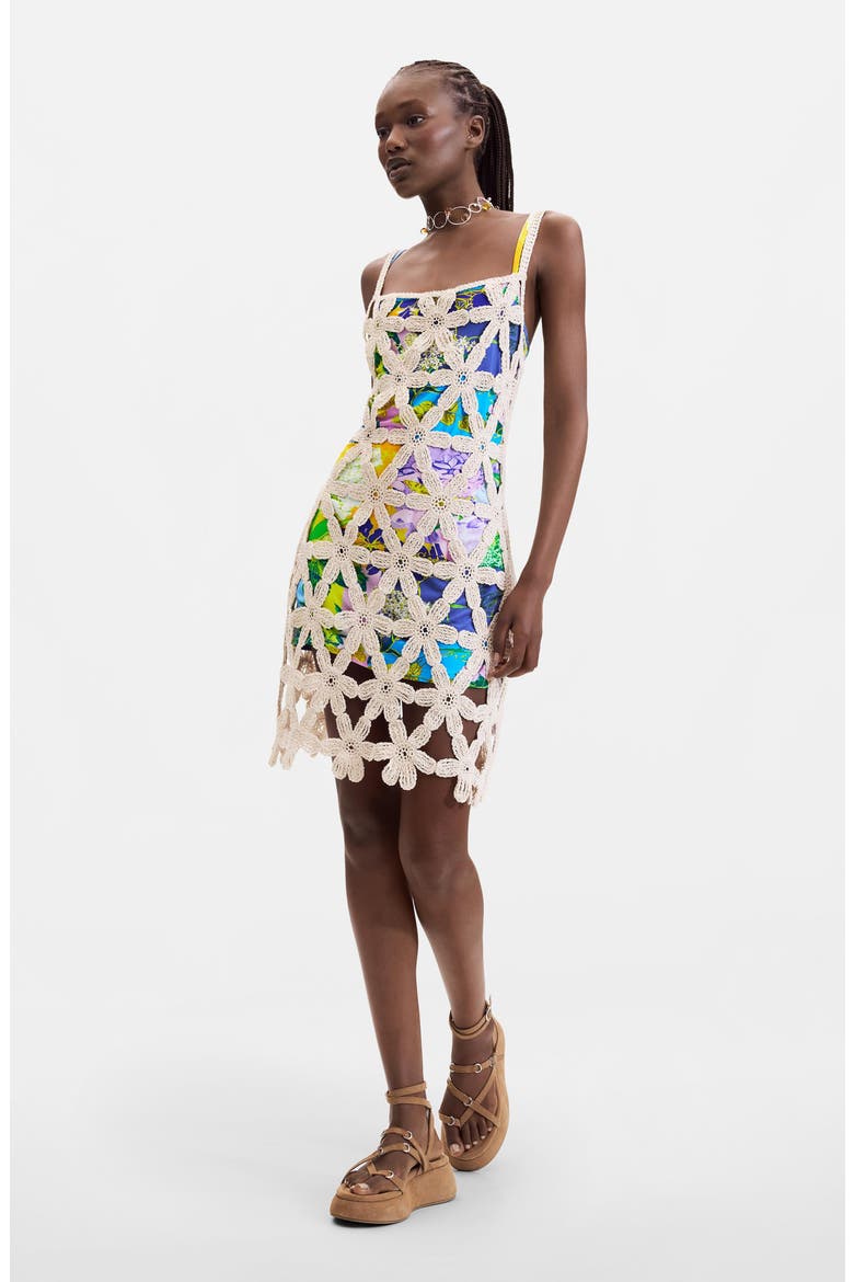 Floral Crochet Minidress, Alternate, color, OFF WHITE