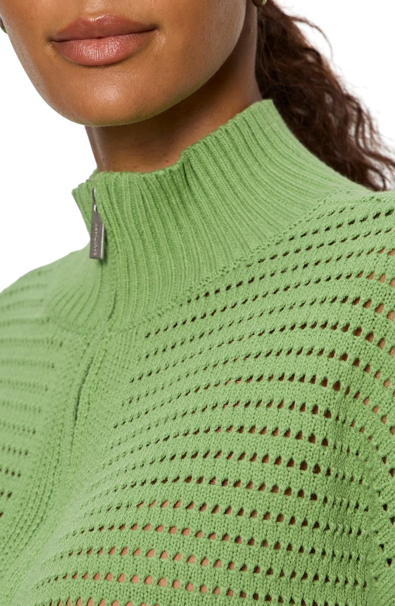 Sanctuary Open Stitch Half-Zip Cotton Blend Sweater, Alternate, color, Detox Green