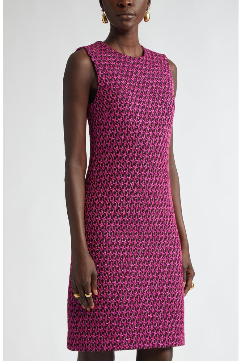 Honeycomb Tweed Sleeveless Sheath Dress, Alternate, color, BLACK/ WILD ORCHID MULTI