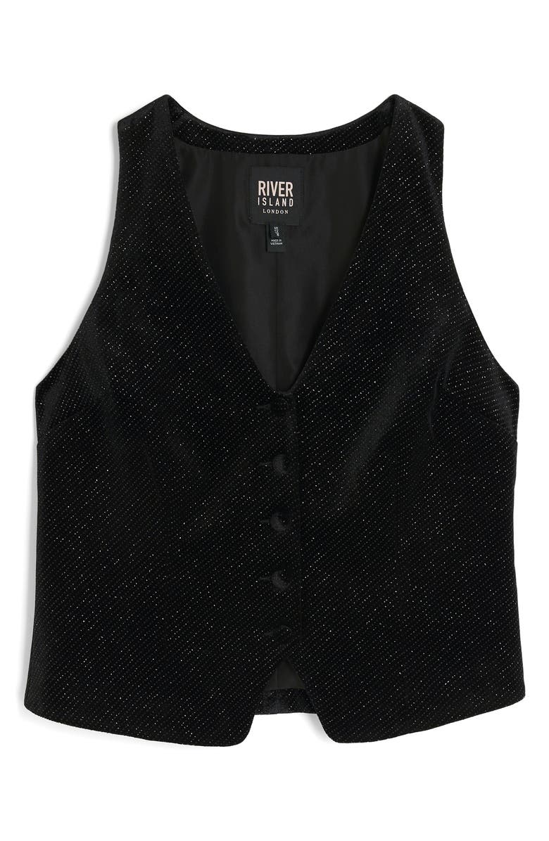 River Island Sparkle Button Front Waistcoat, Alternate, color,