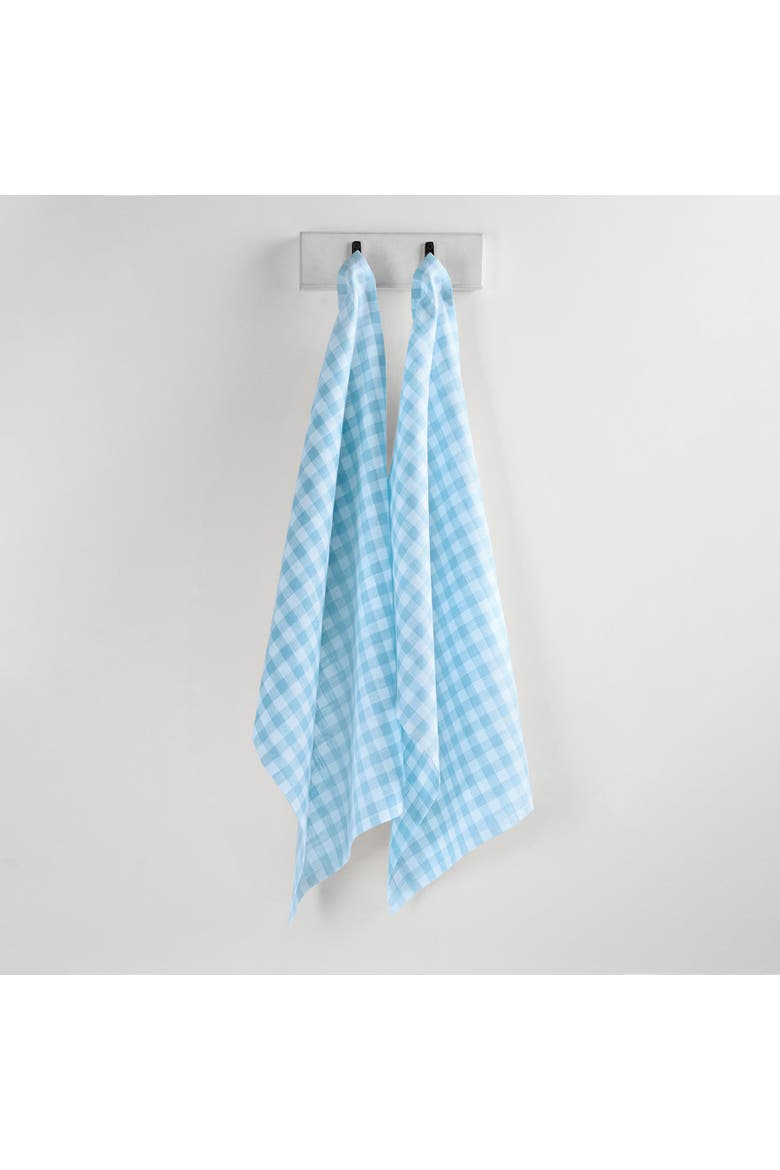 Linen Kitchen Towels Set of 2, 17 x 26" - Gingham Check, Main, color, Blue Bell