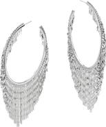 LANA 14K Gold Oblong Blake Fringe Hoop Earrings