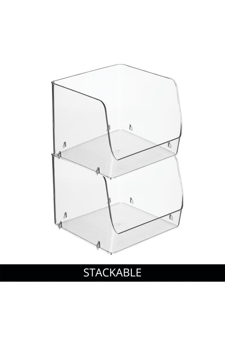 Stackable Open-Front Storage Bin - Set of 4 - Clear - Made in USA, Alternate, color, Clear