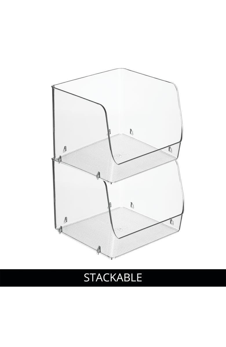 iDesign Stackable Open-Front Storage Bin - Set of 4 - Clear - Made in USA, Alternate, color, Clear