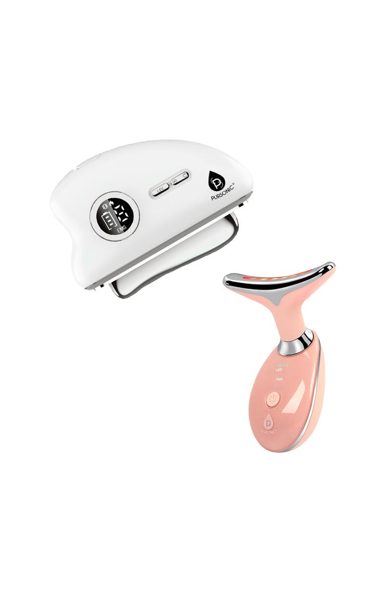 PURSONIC Radiance Duo 7-in-1 LED Light Therapy Beauty Face & Body Wands, Main, color, White