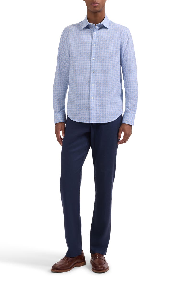 Bugatchi James OoohCotton<sup>®</sup> Check Print Button-Up Shirt, Alternate, color, Air Blue