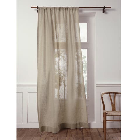 Linen Sheer Curtain with Light Filtering Rod Pocket Curtain for Living Room, Bedroom