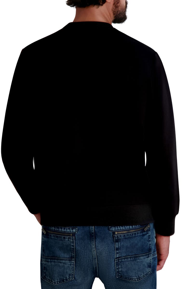 KARL LAGERFELD PARIS Crewneck Nylon Pocket Sweatshirt, Alternate, color, Black