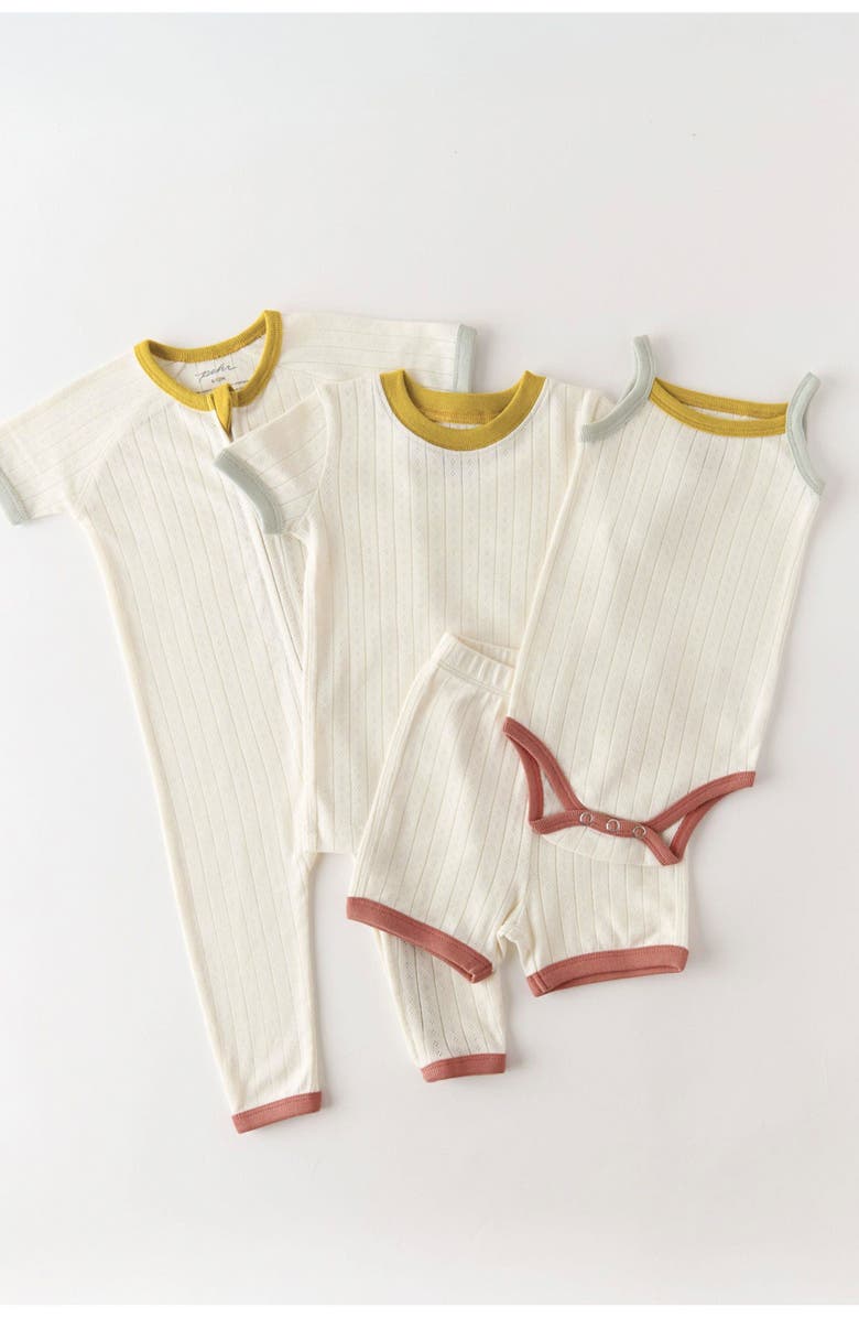 Pehr Kids' Pointelle Organic Cotton Fitted Two-Piece Short Pajamas, Alternate, color, Rainbow