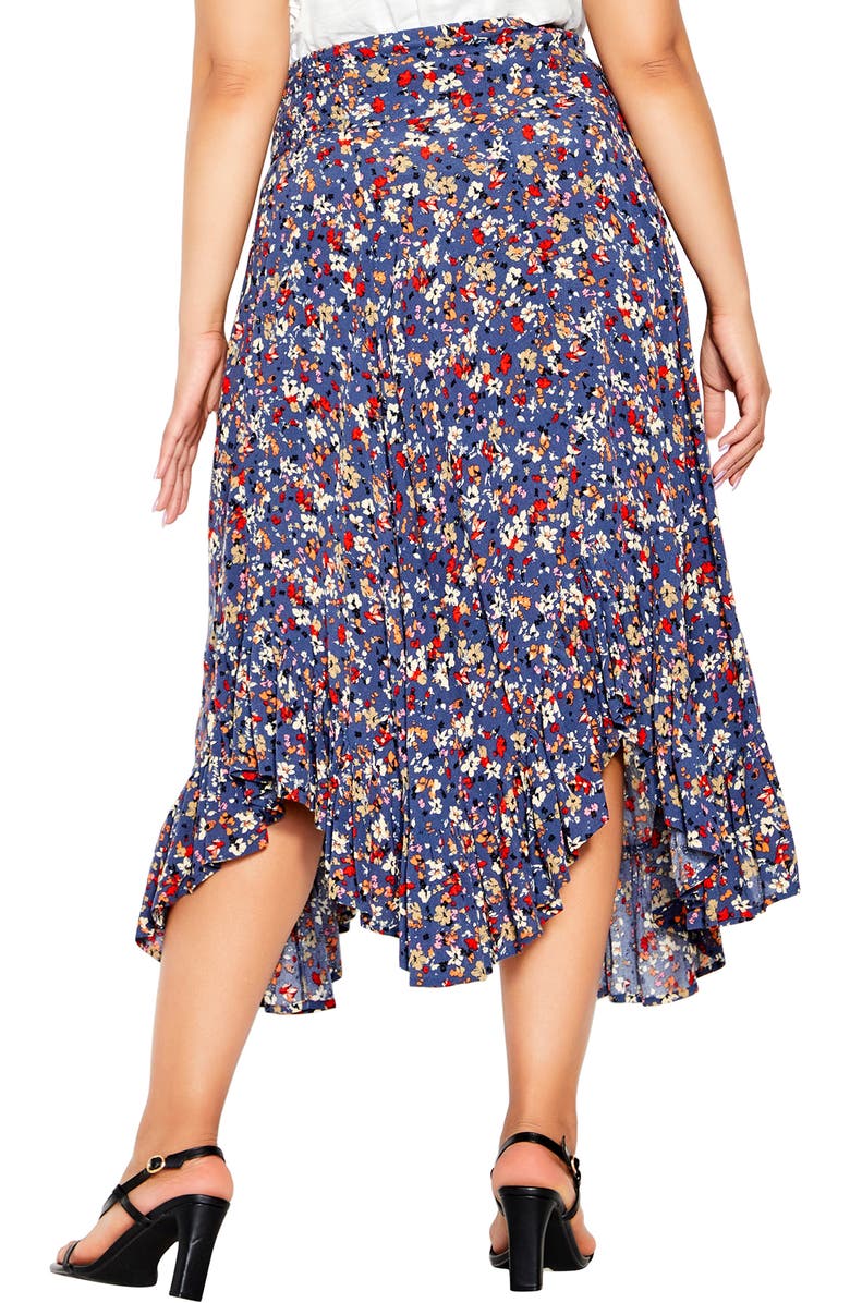 City Chic Floral Ruffle Skirt, Alternate, color, 