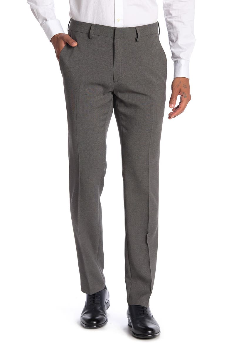 Tic Weave Slim Fit Dress Pant, Main, color, MED GREY