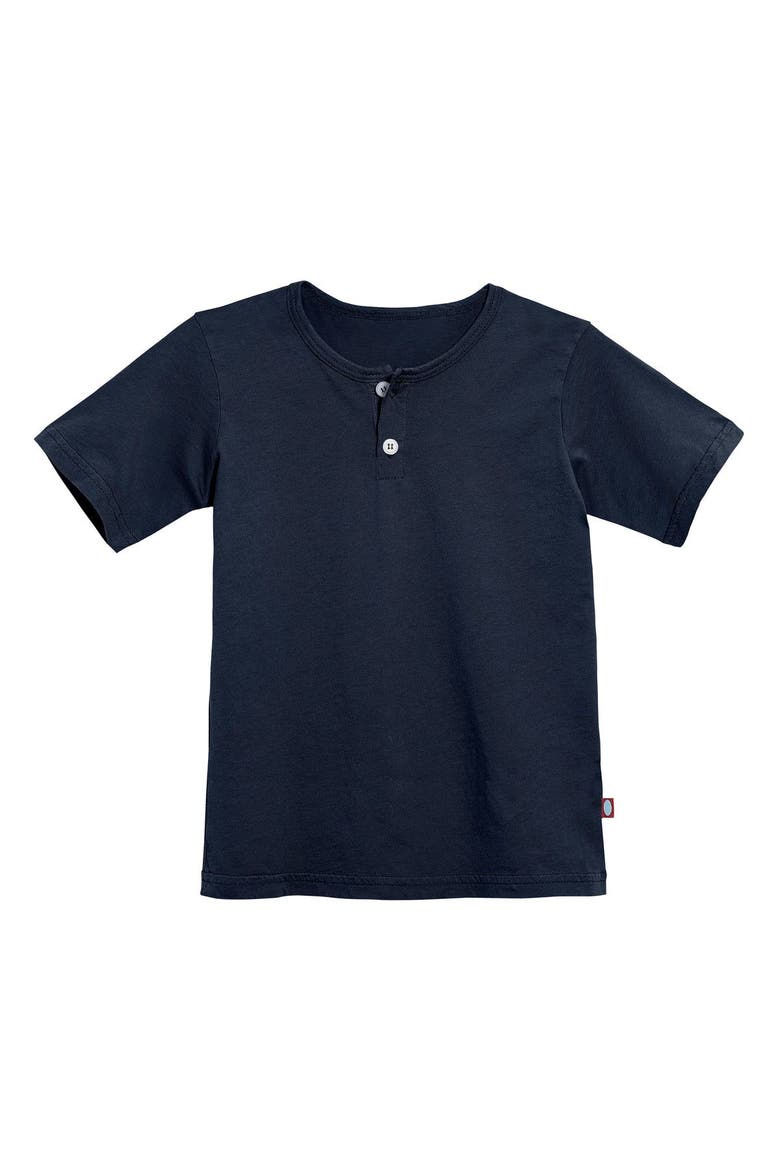 Boys Soft 100% Organic Cotton Jersey Short Sleeve Henley Tee, Main, color, Dark Navy