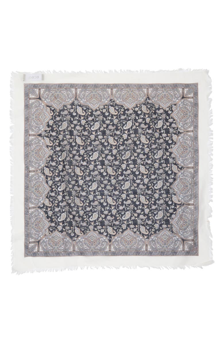 BCBGeneration Paisley Cotton Square Scarf, Alternate, color, Black Neutral