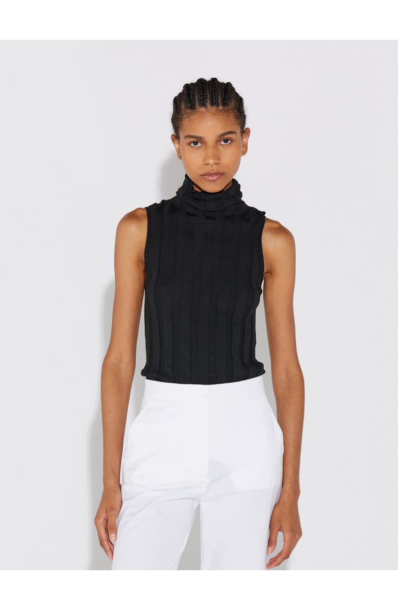 Callas Milano Romy Sleeveless Turtleneck in Merino Wool Rib, Alternate, color, Black