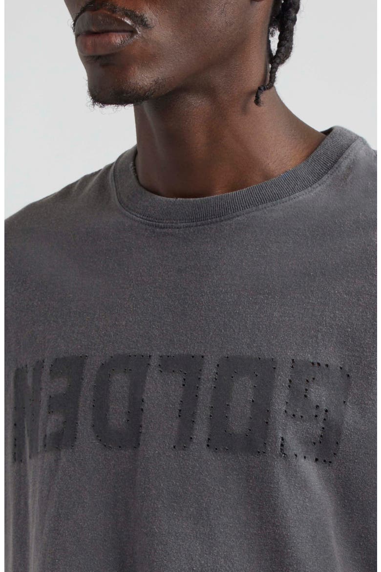 Distressed Upside Down Logo Cotton Graphic Tee, Alternate, color, ANTHRACITE