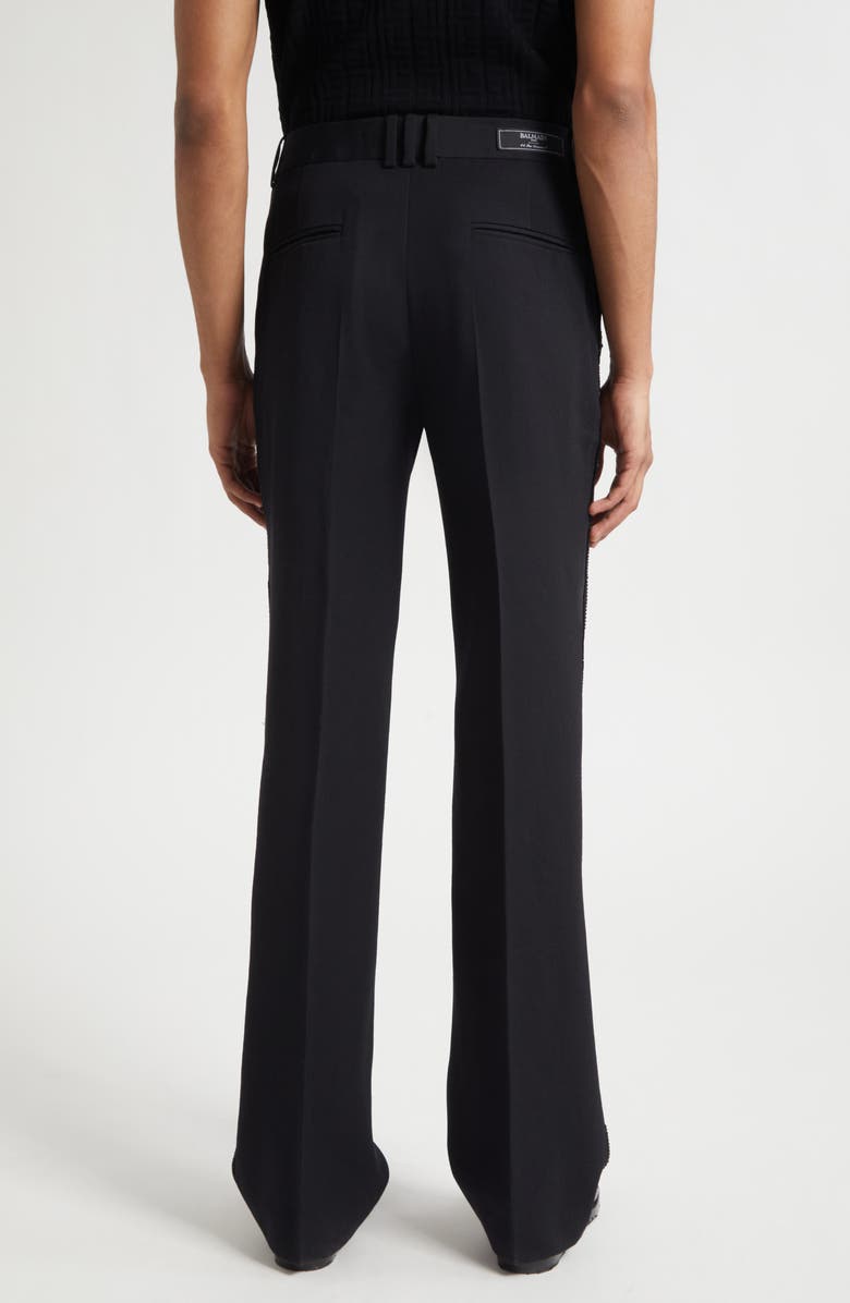 Balmain Flare Leg Wool Trousers, Alternate, color, Eap Black/ Black