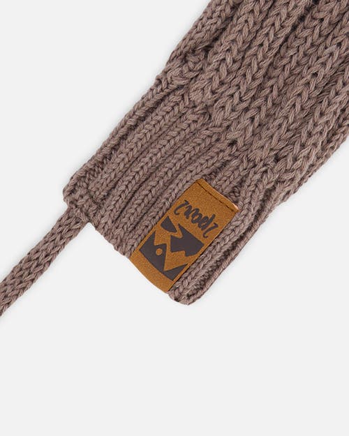 Deux Par Deux Baby Boy's Baby Knit Mittens With String Taupe In Taupe