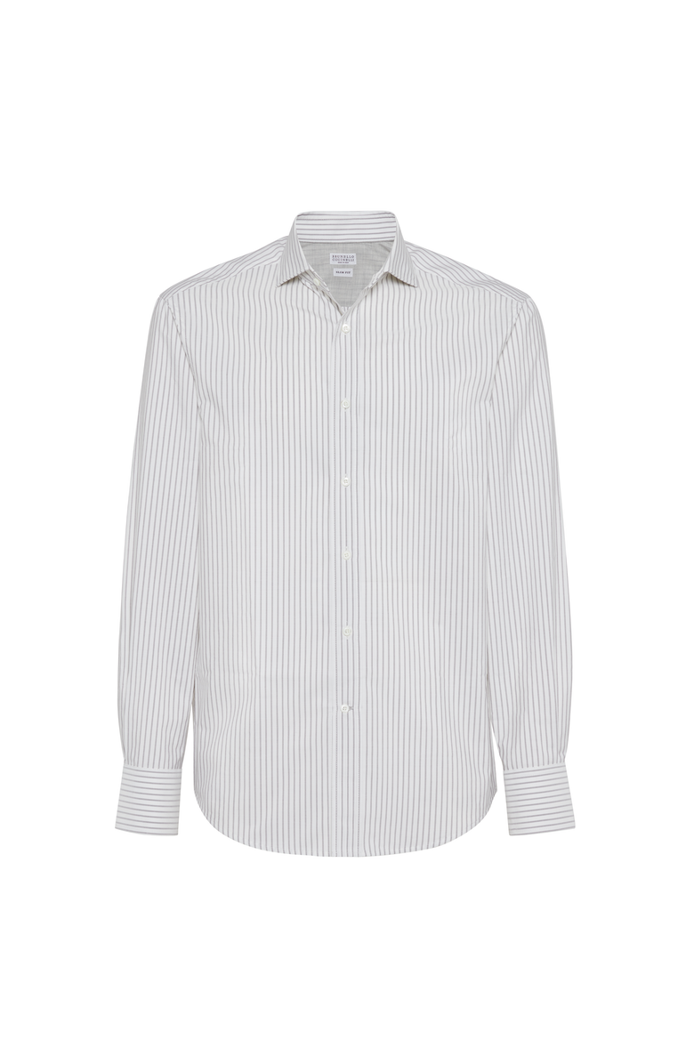 Brunello Cucinelli Striped poplin shirt, Main, color, 