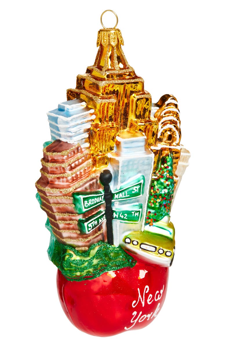 The Whitehurst Company Big Apple Landscape Glass Ornament, Main, color, Red Multi