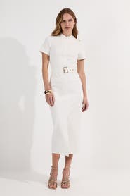 Karen Millen Belted Ponte Midi Dress