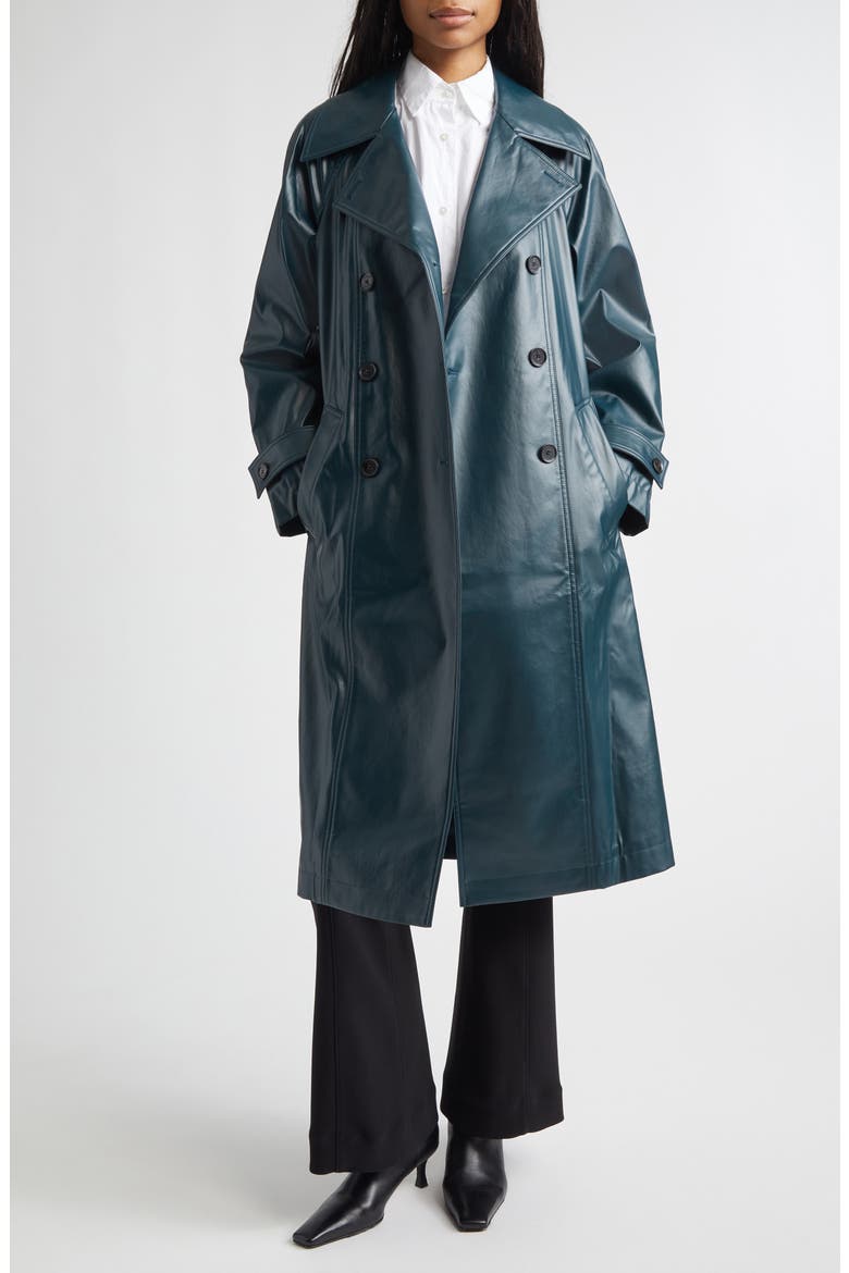 Benedetta Coated Cotton Trench Coat, Alternate, color, BOTTLE GREEN