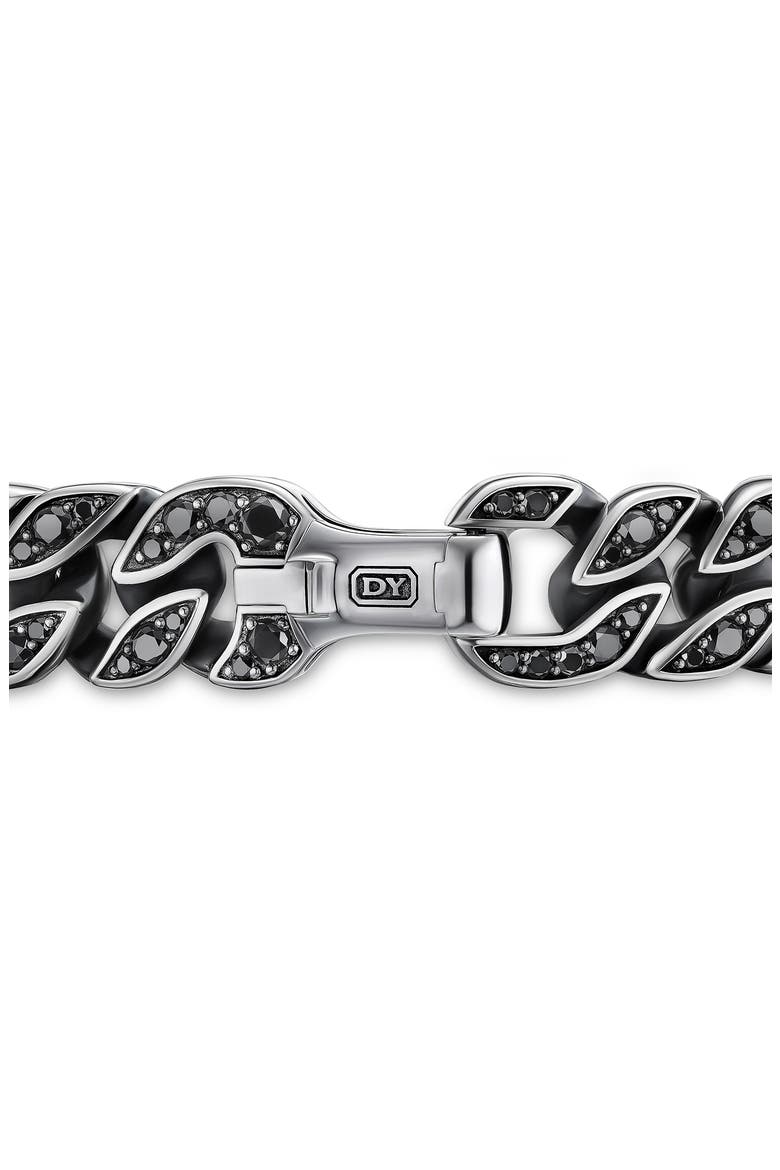 Curb Chain Bracelet in Sterling Silver with Black Diamonds, 11.5mm, Alternate, color, SILVER/ BLACK DIAMOND