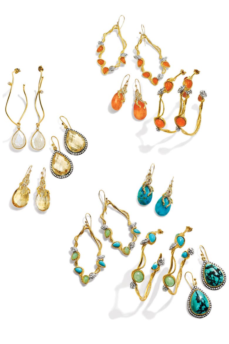 Small Teardrop Earrings, Alternate, color, GOLD/ CITRINE