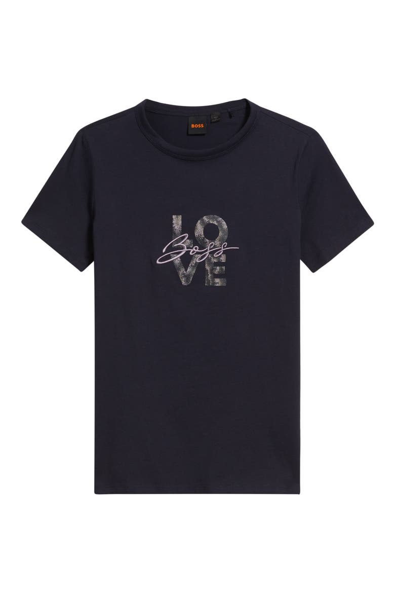 Logo Embroidered Cotton Graphic T-Shirt, Alternate, color, DARK BLUE