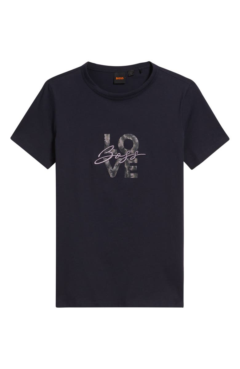 BOSS Orange Logo Embroidered Cotton Graphic T-Shirt, Alternate, color, Dark Blue