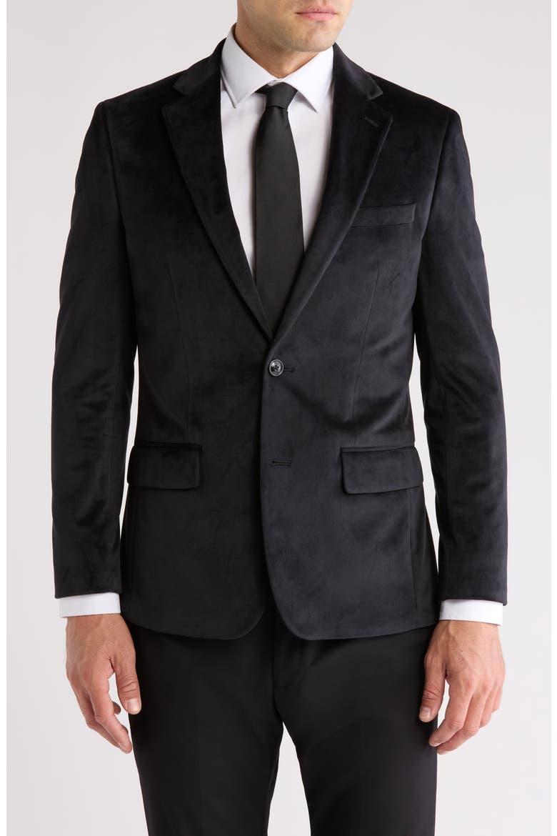 Two-Button Velvet Dinner Jacket, Main, color, BLACK