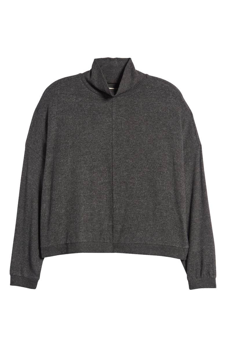 Lucky Brand Cloud Mock Neck Sweater, Alternate, color, Charcoal H