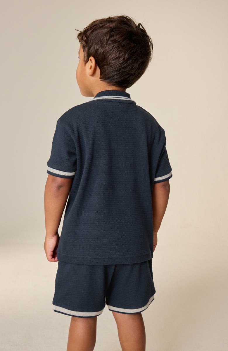 NEXT Kids' Cotton Knit Button-Up Shirt & Shorts Set, Alternate, color, Blue