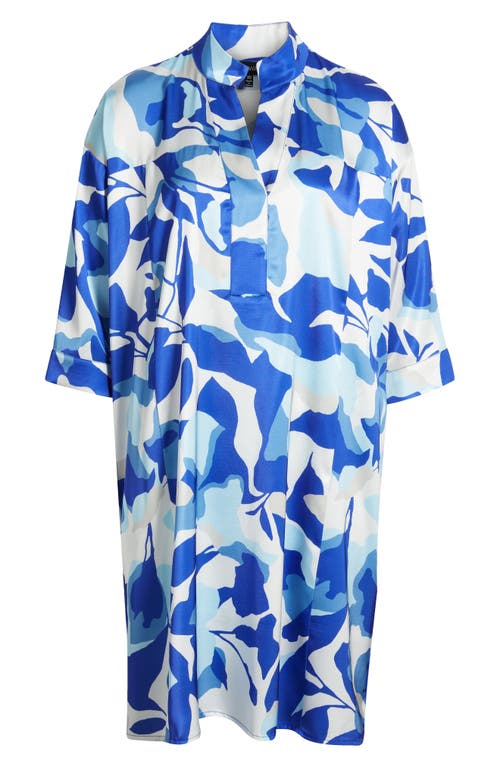 Ming Wang Floral Print Crêpe De Chine Dress In Multi