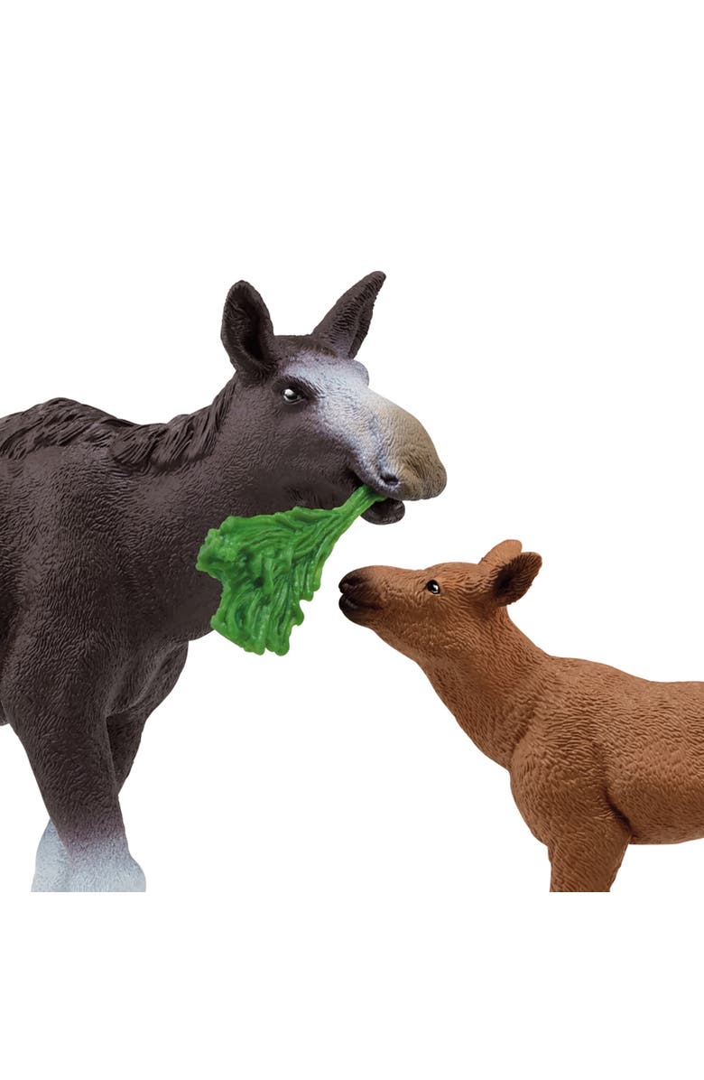 Schleich Wild Life Moose Family, Animal Figurines, 3 Pieces, Ages 3+, Alternate, color, Multicolored