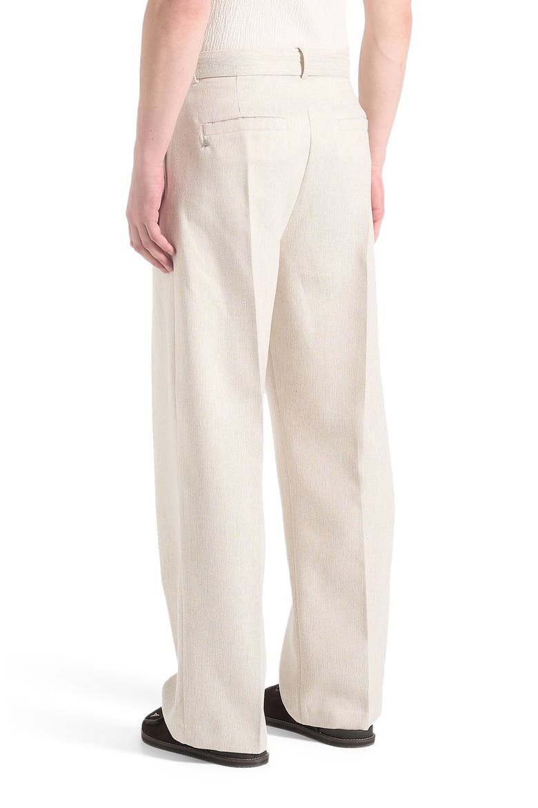 Loic Wide Leg Textured Trousers with Belt, Alternate, color, Cream