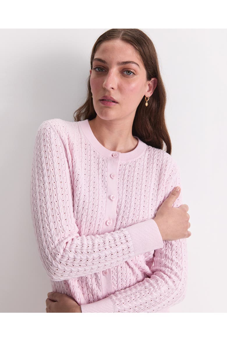 Elka Pointelle Knit Cardigan, Alternate, color, Blush