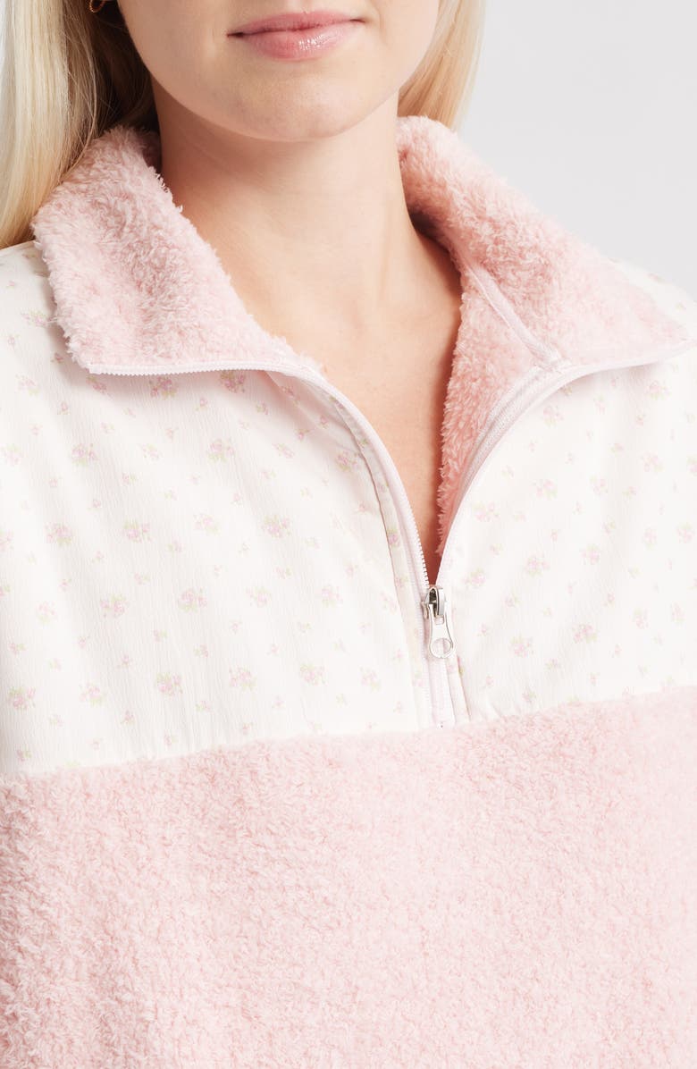 HAPPY CAMP3R Garden Confetti Colorblock Quarter Zip Pullover, Alternate, color, Baby Pink