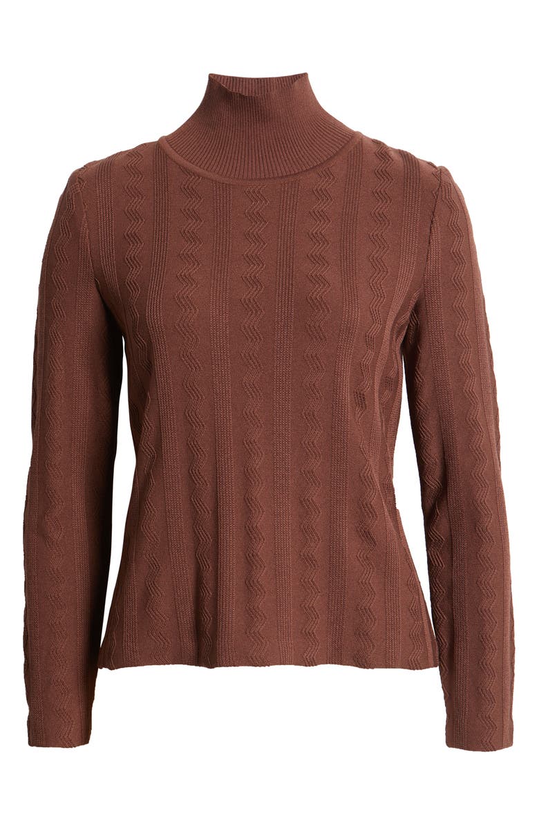 Misook Textured Knit Mock Neck Top, Alternate, color, Truffle