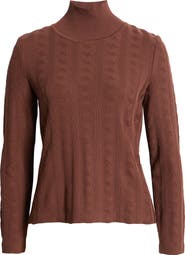 Misook Textured Knit Mock Neck Top