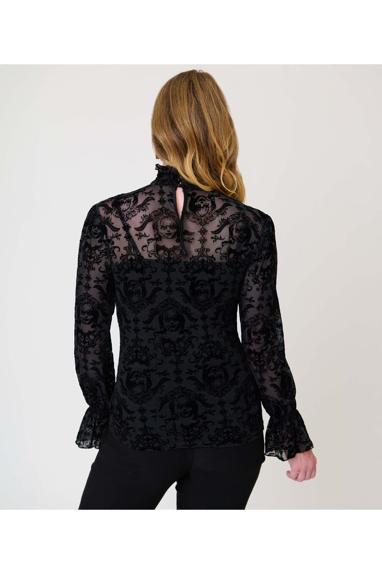 Donna Blouse, Alternate, color, Black Annabelle Flocked